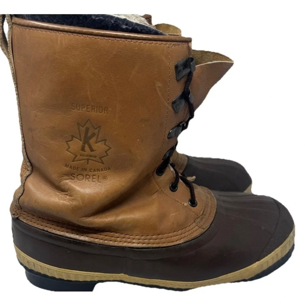 🔥Sorel Vintage Canada‎ Superior🍁Wool Lined waterproof Snow/winter Boot Leather